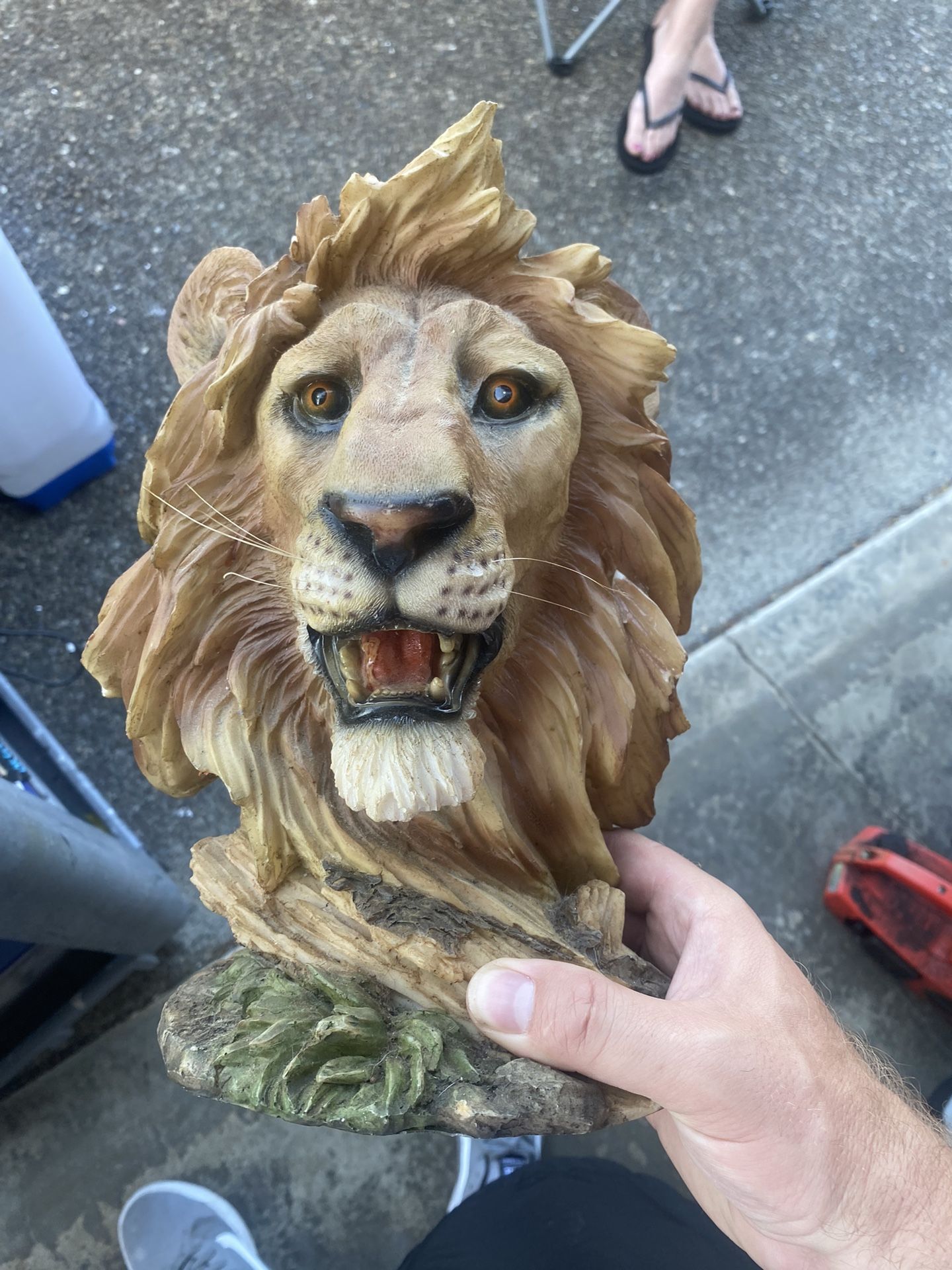 Ceramic Lion Head Statue Figurine Bust 11" King Of The Jungle Animal Figurine