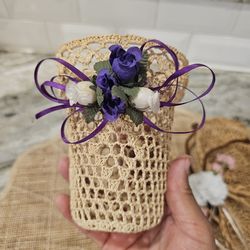 Hand Made small Crochet  pocket Planter holder
