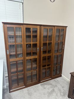 Pair Leslie Dame MS-700W Walnut Media Cabinets