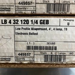 Set Of 3 Lights Lithonia Lighting Wraparound Electronic Ballast LB 4 32 120 1/4 GEB (449857) NOS