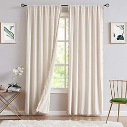 Ivory Blackout Curtains 2 Panels Long 84in New 