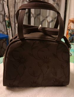 Brown Purse with Embroidered Flowers