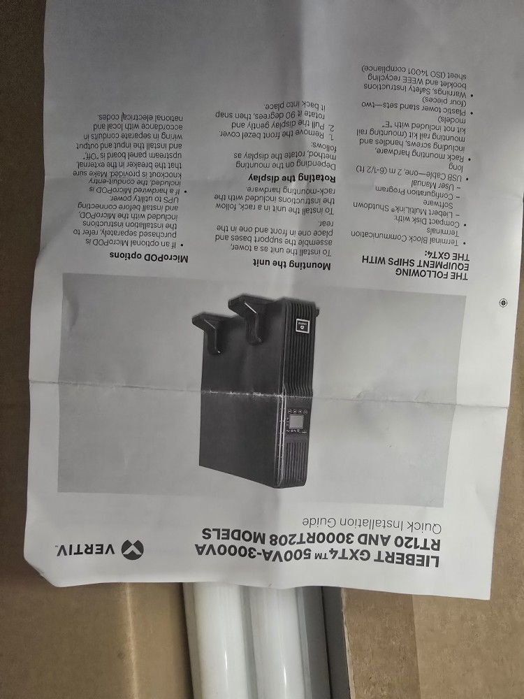 Liebert GX T4 500VA 3000 Rt 120 And 3000 Rt 208 Model