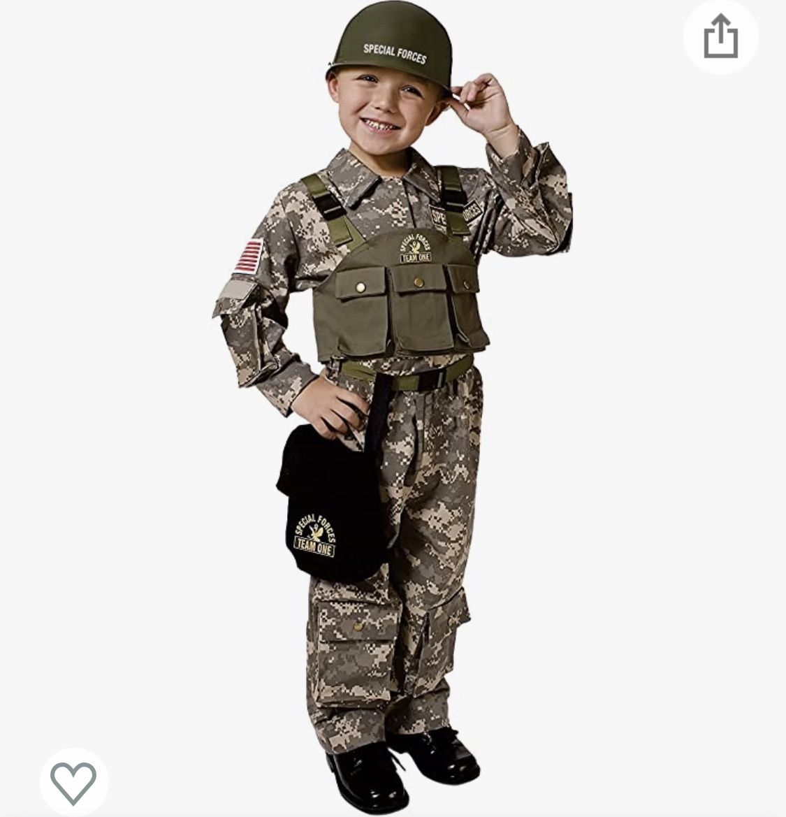 U.S. Special Forces Dress-Up Costume For Kids Age 12-14 Size L 
