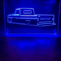 CHEVROLET LOW TRUCK LED NEON BLUE LIGHT SIGN 8x12