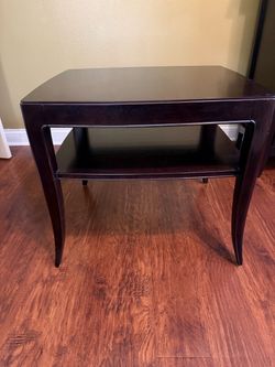 Dark Wood End Table with Lower Shelf