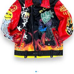 New 2x Rebel Mind Leather Biker Jacket. Very Detail Nice Quality