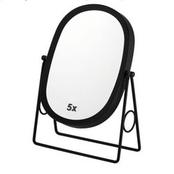 New Classic Dual Sided 5X and 1X Magnifying Makeup Mirror and Tabletop Standing 360° Rotation Vanity Mirror,Desktop Cosmetic Mirror (Matt Black)