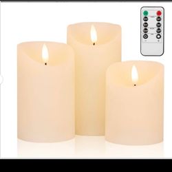 3 pack LED Flameless Candles Wax Pillar Battery Operated Candle Remote Control