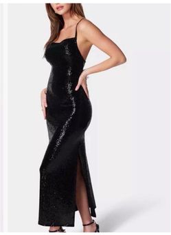 NEW! Bebe Black Sequin Maxi Dress with Slit Size S