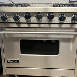 VIKING 36”WIDE DUAL FUEL RANGE STOVE STAINLESS STEEL