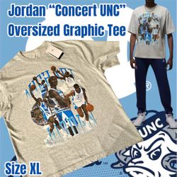 Jordan Men's Concert UNC Oversized Graphic Tee - Grey, Size XL 