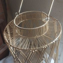 Gold Metal Latern With Candle Holder O.B.O