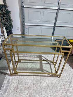 Gold Metal Glass Table
