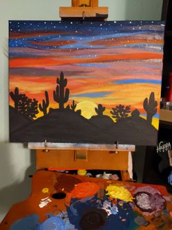 Desert sunset painting