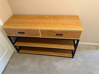 Modern Wood Console Table / TV Stand with Drawers & Shelves