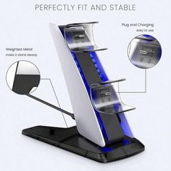 Dual Fast Charging Station for PS5 Wireless Controller Gamepad Type-C LED Charge