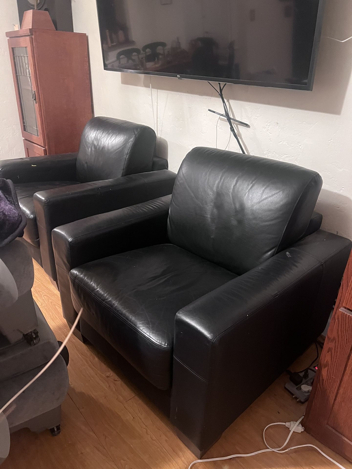 Black Faux Leather Sofa Armchairs