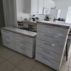 WHITE DRESSER AND CHEST