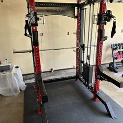 PRO SERIES Ultimate Half Rack Functional Trainer w/Smith Machine Bar | 400lb Stack | Gym Equipment | Fitness | Commercial | Squat Rack 