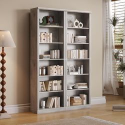 New 75" Tall Bookshelf & Bookcase, 6-Tier Adjustable Storage Shelves, Book Shelf with Anti-Tipping Device, Floor Standing Modern Display Rack for Livi