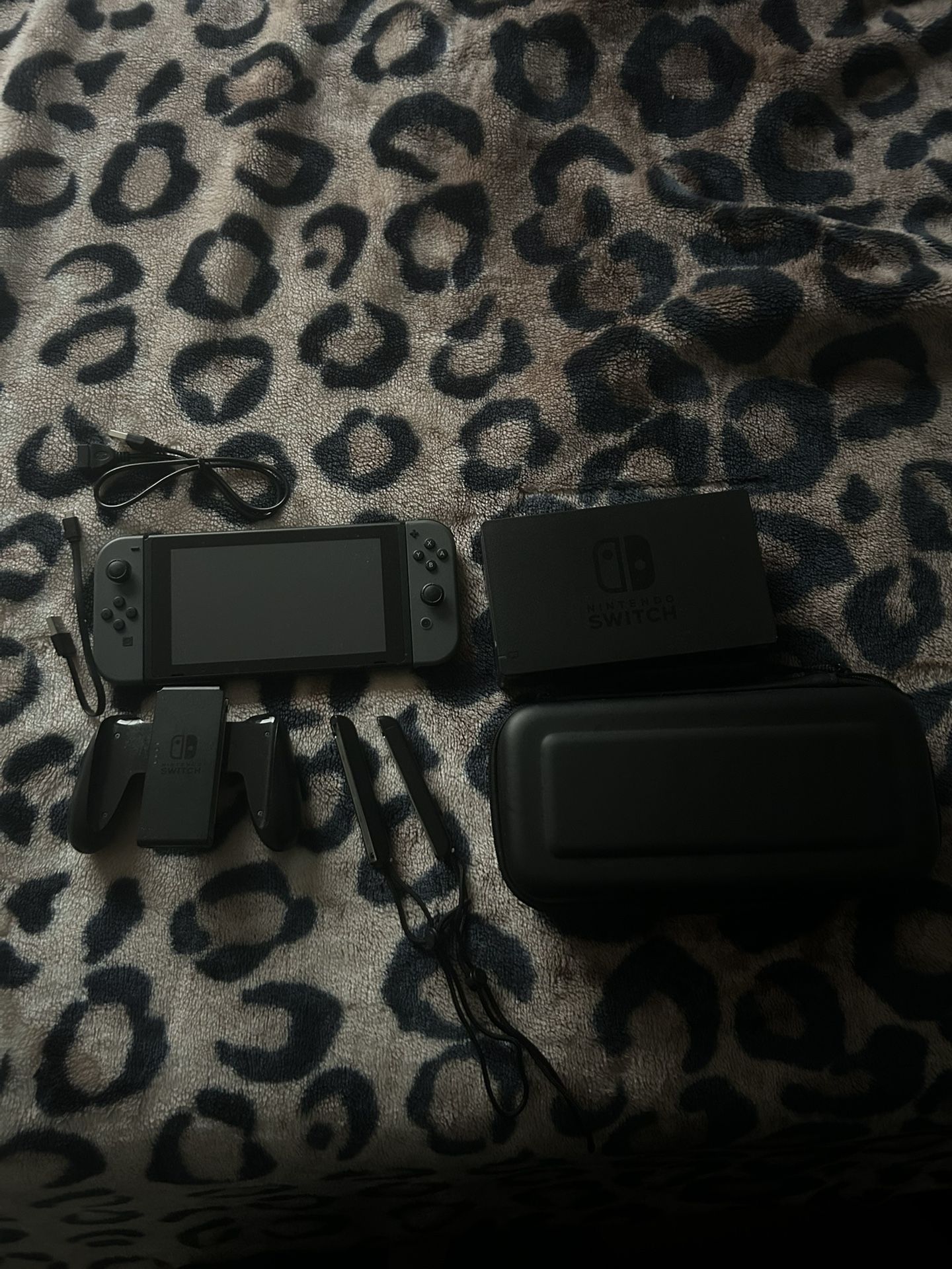 Black Nintendo Switch With Grey Joycons