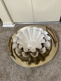 3 piece Set of 1 gold hammered tray with 2 scalloped bowls details in photos pickup Gaithersburg md20877
