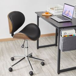 Office Chair Ergonomic Desk Chair Height-Adjustable Solid Wood Swivel Chair without Armrests Computer Chair with Adjustable Seat Height