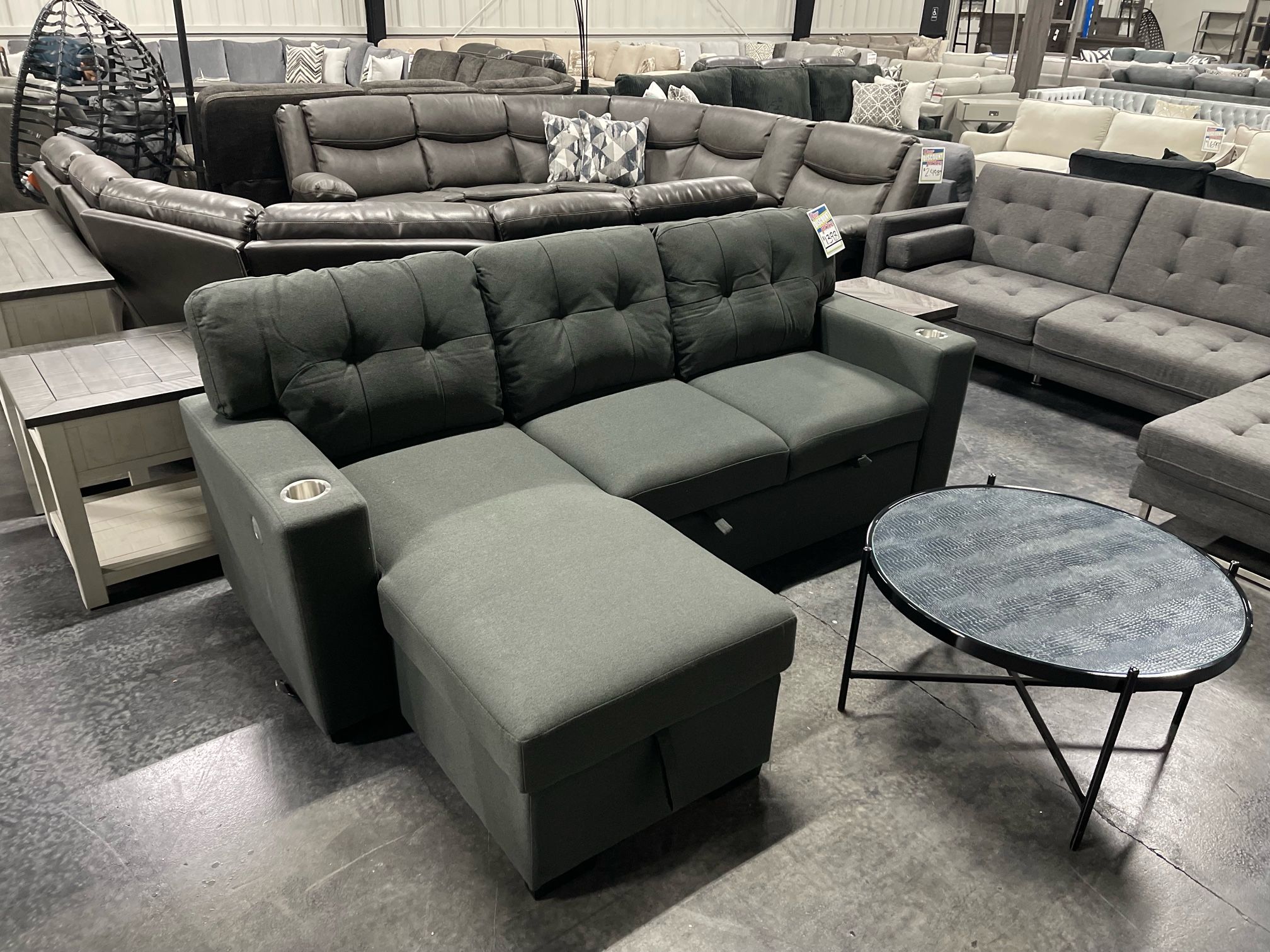 Sectional With Pull Out Bed And Storage (Reversible)