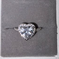 3ct Sterling Silver Heart Shaped Size 6 Ring