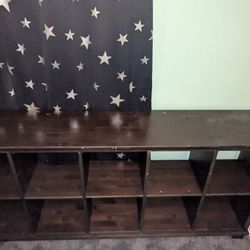 Wooden media/entertainment center console/Vinyl Shelf