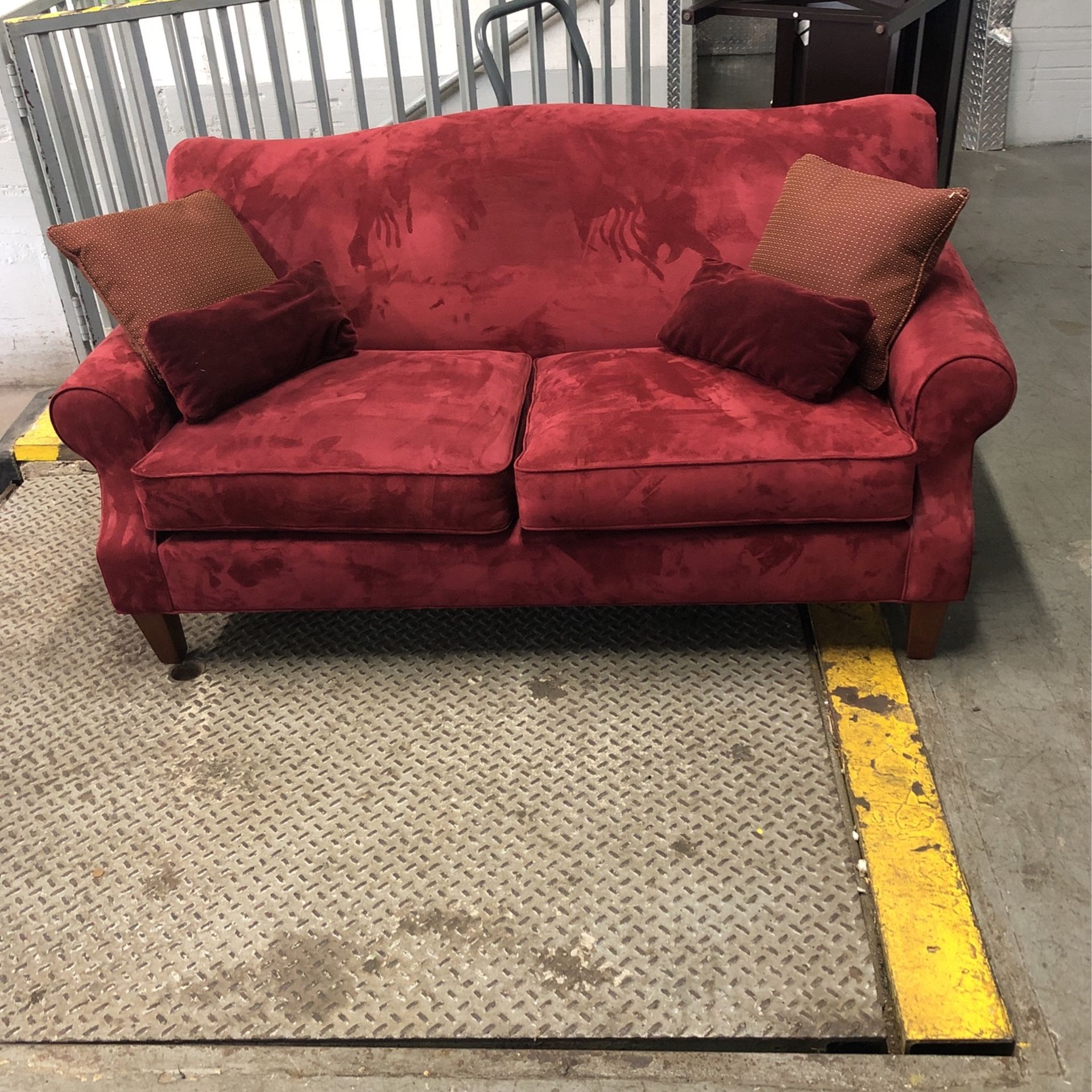 Loveseat Couch Burgundy Walter E Smith