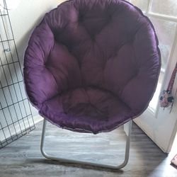 Round Microsuede Foldable Saucer Chair, Purple