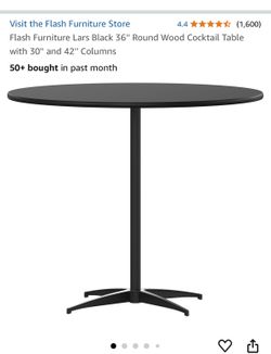 Black 36'' Round Wood Cocktail Table with 30'' and 42'' Columns