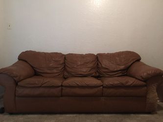 Brown leather sofa