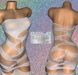 {EXOTIC DANCE/ CLUB/ RAVE WEAR}:  WHITE DRESS WITH THONG