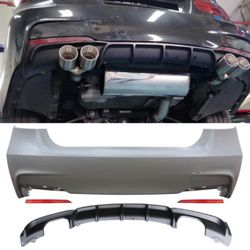 12-18 BMW F30 M Sport M Performance Style Rear Bumper Cover Twin Muffler