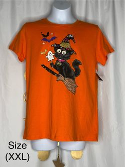 Halloween Black Cat Graphic T-Shirt XXL