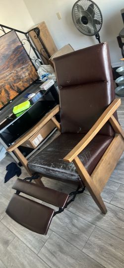 Mid-Century Modern Leather Recliner Chair