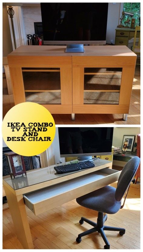 Ikea Desk TV Stand Combo Excellent Condition Delivery Available