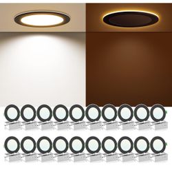 ALUSSO Recessed Light with Night Light 5 CCT 4 Inch 20 Pack, Dimmable Recessed Lights 2700K/3000K/3500K/4000K/5000K Selectable Ultra-Thin Led Recessed