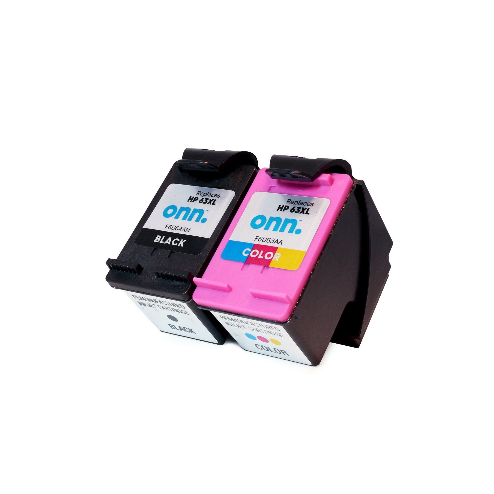 Brand New onn. Remanufactured Ink Cartridge, HP 63XL Black, 63XL Tri-Color, 2 Cartridges