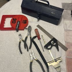 Small Metal Tool Box With Tools