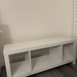 White TV Stand with Cubbies