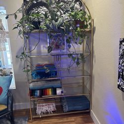 designer arched brass-and-glass étagère by Milo Baughman Book Shelve - Collectable - One Of A Kind - Furniture