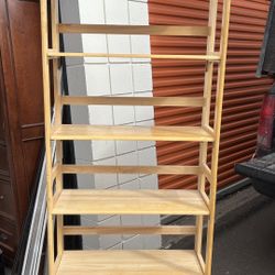 Foldable stackable bookshelf bookcase storage Solid wood natural L28”*D12”*H76”(address in description 