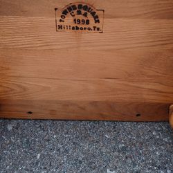 Town Square USA Oak Glider Chair & Ottoman Blue Cushions