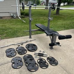 Weight Bench With Bars And Weights 