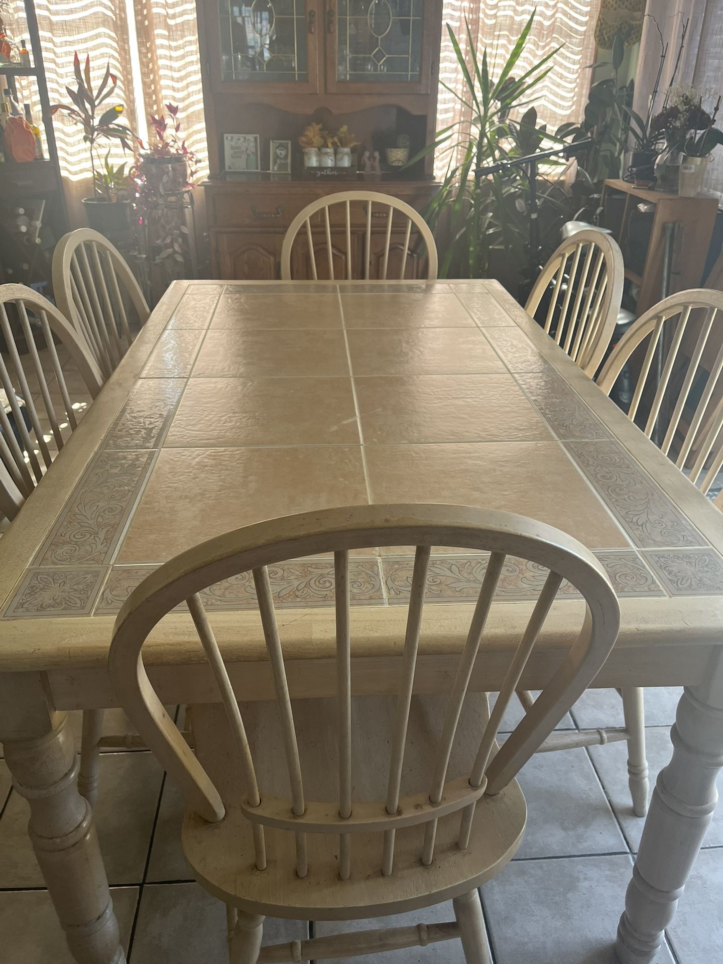 Solid Wood Table with 6 Matching Chairs