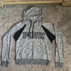 Pink Victoria Secret Grey Women Sweatshirt With Hoodie Size M